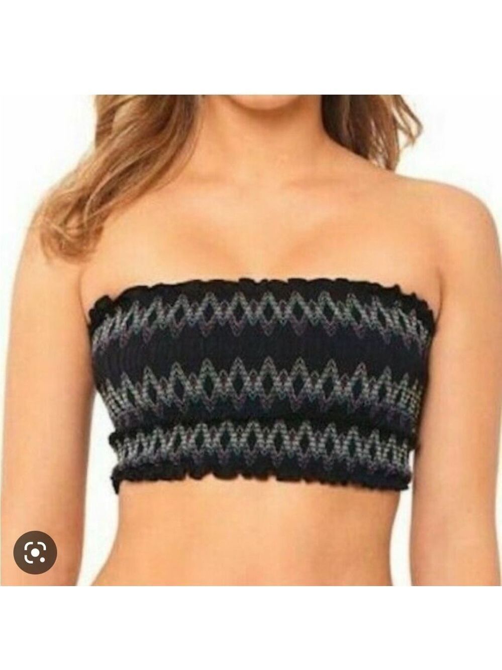 NWT Salt + Cove Bandeau Smocked Bikini Top